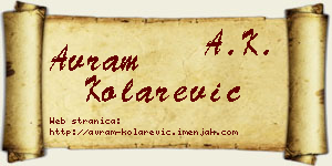 Avram Kolarević vizit kartica